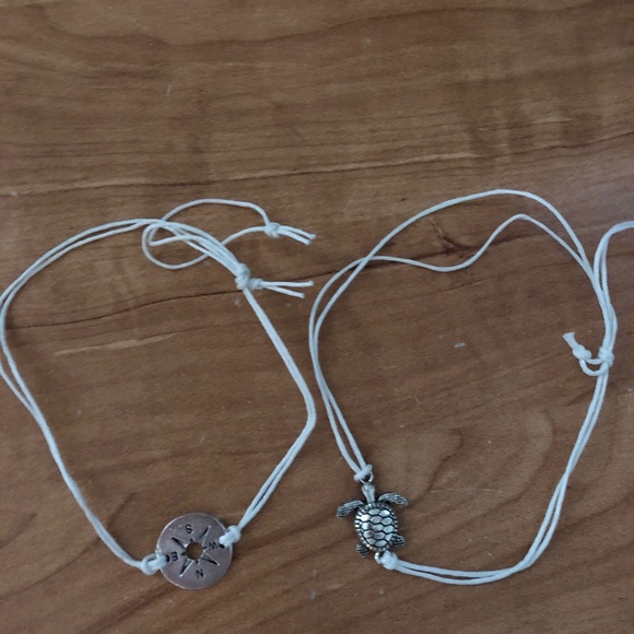 2pcs nautical bracelets anklets compass and turtle - Picture 2 of 2